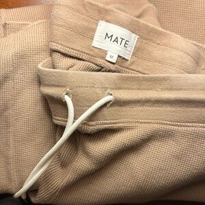 MATE THE LABEL 100% organic cotton  thermal waffle knit wide leg pant Medium